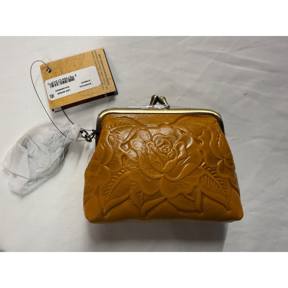 Patricia Nash NWT Borse Tooled Leather Coin Purse YELLOW GOLDENROD NWTS PRETTY! - Picture 2 of 5